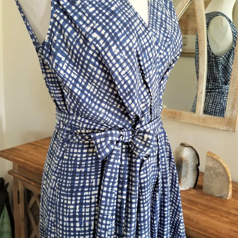 DKNY Brand Dress Royal Blue & White Print Women's Size 8 - Picture 3 of 11